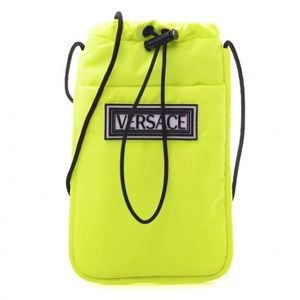 VERSACE Nylon Phone Pouch in Neon Yellow with Drawstring Cords